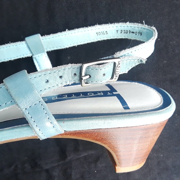 Trotters Leather Sling-back Sandal in Powder Blue - Picture 9 of 12